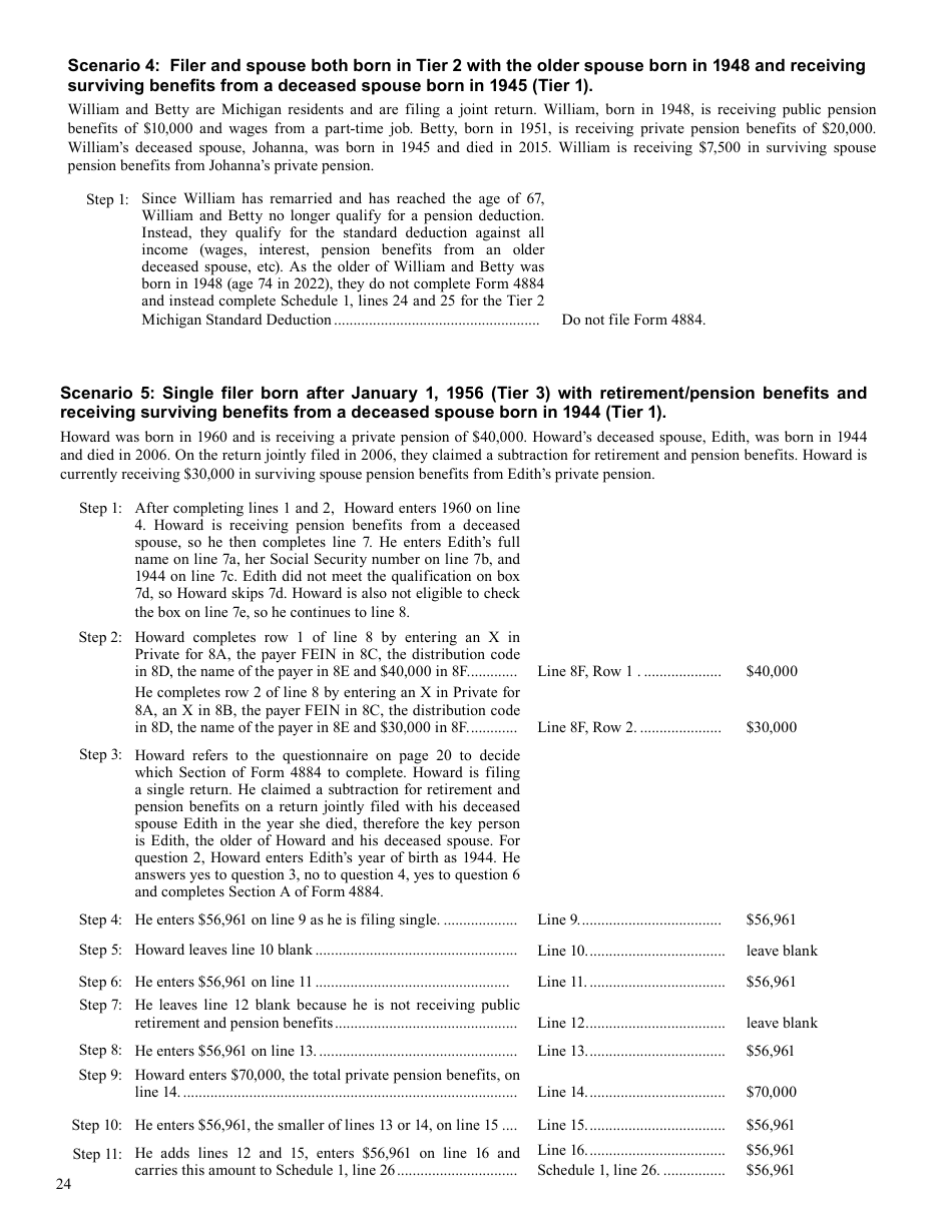 Instructions for Form 4884 Pension Schedule - Michigan, Page 8