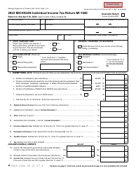 Document preview: Form MI-1040 Michigan Individual Income Tax Return - Michigan, 2022