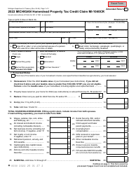 Document preview: Form MI-1040CR Michigan Homestead Property Tax Credit Claim - Michigan, 2022