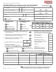 Document preview: Form MI-1040CR-7 Michigan Home Heating Credit Claim - Michigan, 2022