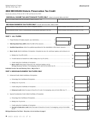 Form 3581 Michigan Historic Preservation Tax Credit - Michigan