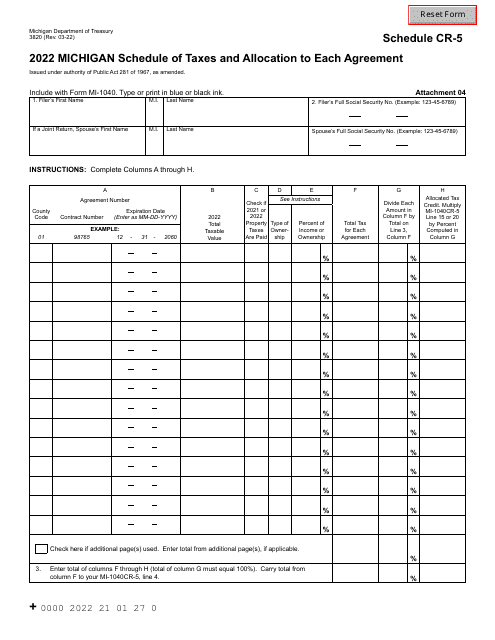 Form 3820 Schedule CR-5 2022 Printable Pdf