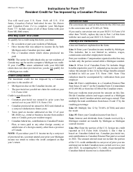 Form 777 Resident Credit for Tax Imposed by a Canadian Province - Michigan, Page 2