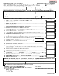 Document preview: Form 807 Michigan Composite Individual Income Tax Return - Michigan, 2022