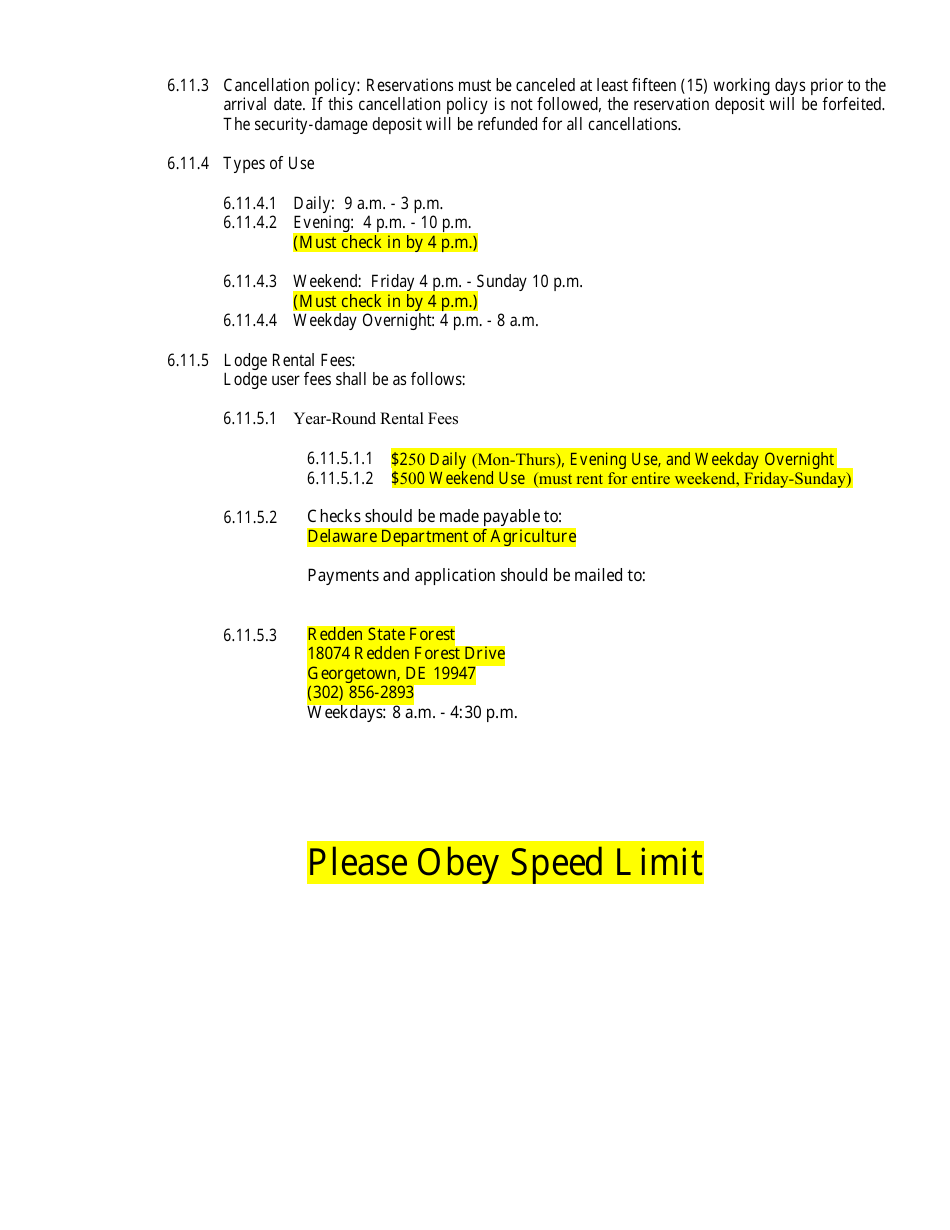 Redden Lodge Rental Application - Delaware, Page 3
