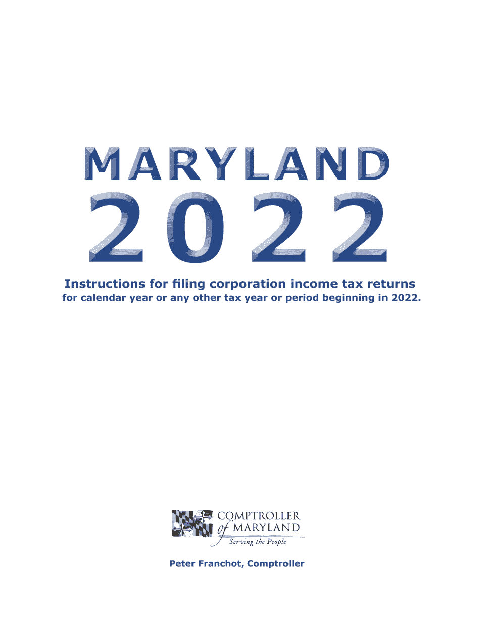 Download Instructions for Maryland Form 500, COM/RAD001 Corporation