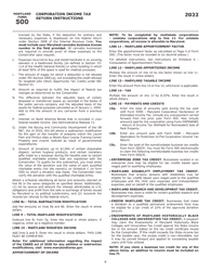 Instructions for Maryland Form 500, COM/RAD-001 Corporation Income Tax Return - Maryland, Page 11