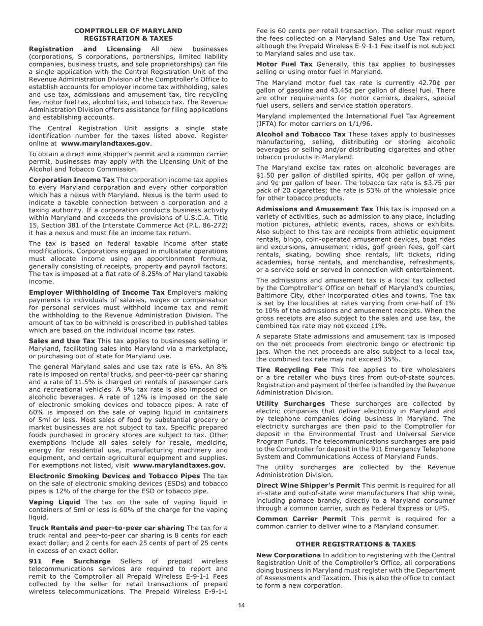 Instructions for Maryland Form 500, COM / RAD-001 Corporation Income Tax Return - Maryland, Page 17