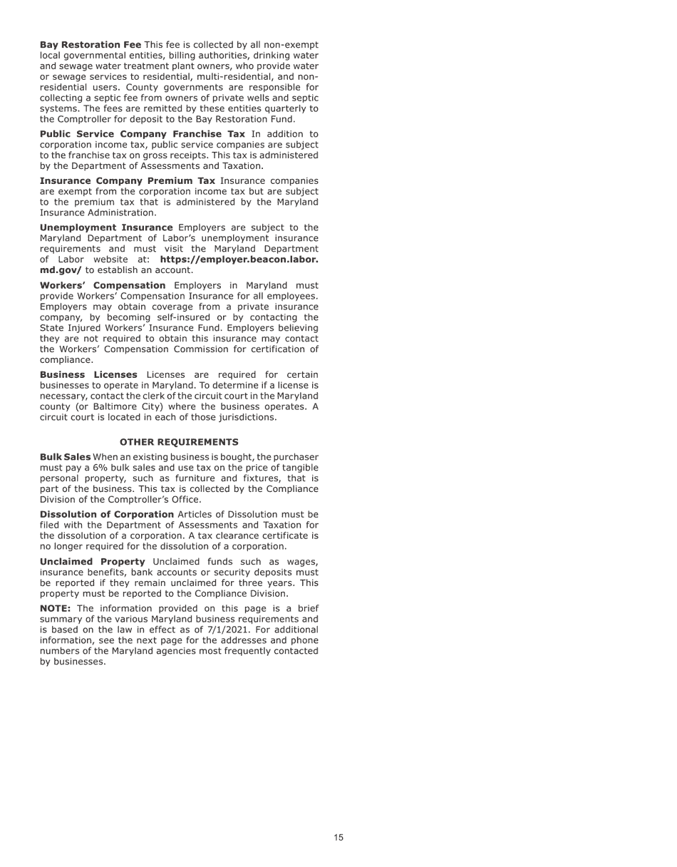 Instructions for Maryland Form 500, COM / RAD-001 Corporation Income Tax Return - Maryland, Page 18