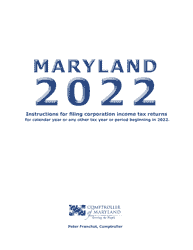 Instructions for Maryland Form 500, COM/RAD-001 Corporation Income Tax Return - Maryland