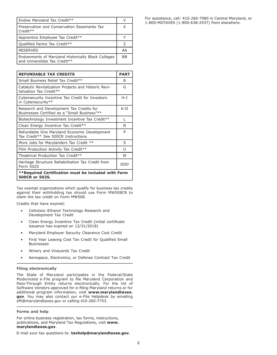Instructions for Maryland Form 500, COM / RAD-001 Corporation Income Tax Return - Maryland, Page 3