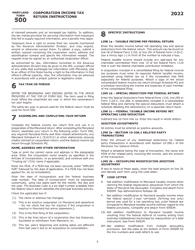 Instructions for Maryland Form 500, COM/RAD-001 Corporation Income Tax Return - Maryland, Page 8