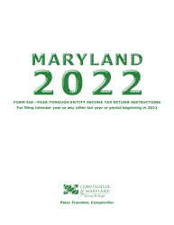 Document preview: Instructions for Maryland Form 510, COM/RAD-069 Pass-Through Entity Income Tax Return - Maryland