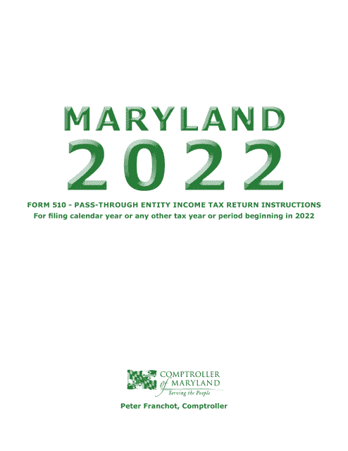 Maryland Form 510, COM/RAD-069 2022 Printable Pdf