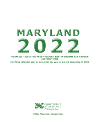 Document preview: Instructions for Maryland Form 511, COM/RAD-069 Pass-Through Entity Election Income Tax Return - Maryland