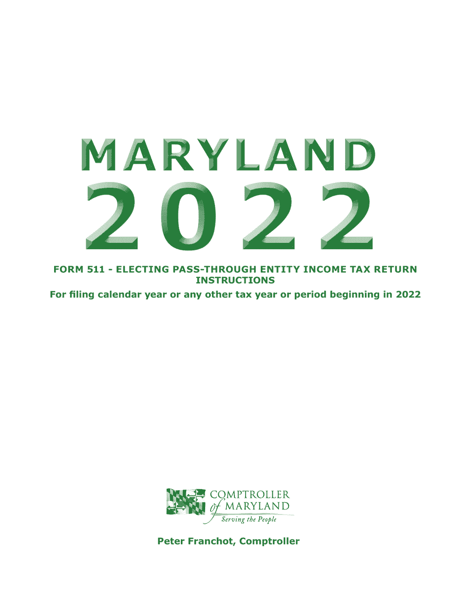 Instructions for Maryland Form 511, COM / RAD-069 Pass-Through Entity Election Income Tax Return - Maryland, Page 1