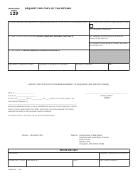 Document preview: Maryland Form 129 (COM/RAD-029) Request for Copy of Tax Return - Maryland