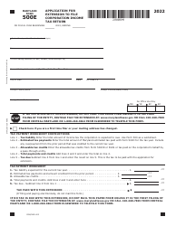 Maryland Form 500E (COM/RAD-003) Application for Extension to File Corporation Income Tax Return - Maryland
