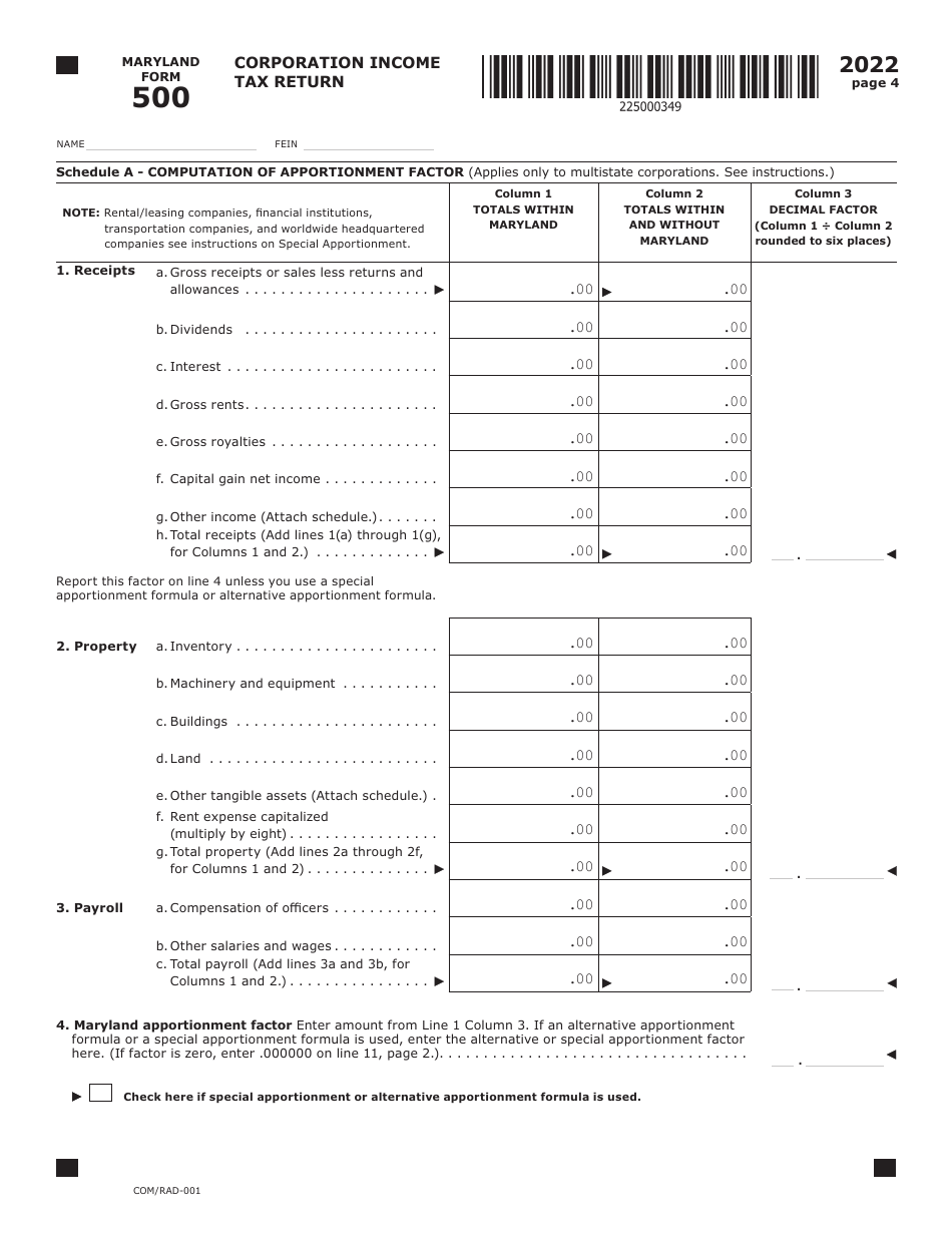 Maryland Form 500 Com Rad 001 2022 Fill Out Sign Online And Download Fillable Pdf