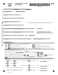 Document preview: Maryland Form 505 (COM/RAD-022) Nonresident Income Tax Return - Maryland