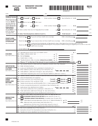 Maryland Form 502 (COM/RAD-009) Resident Income Tax Return - Maryland, Page 2