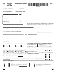 Maryland Form 502X (COM/RAD019) Amended Tax Return - Maryland