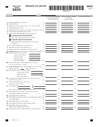 Maryland Form 502X (COM/RAD019) Amended Tax Return - Maryland, Page 2