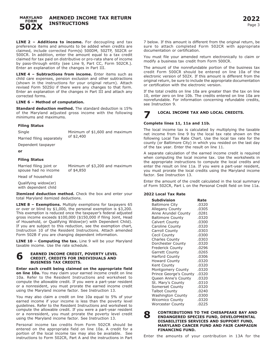 Maryland Form 502x Comrad019 2022 Fill Out Sign Online And Download Fillable Pdf 1409