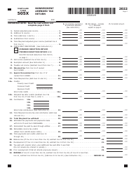 Maryland Form 505X Nonresident Amended Tax Return - Maryland, Page 2