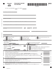 Maryland Form 504 (COM/RAD-021) Fiduciary Income Tax Return - Maryland