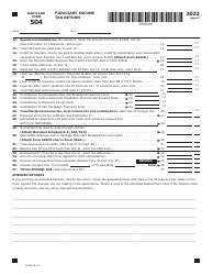 Maryland Form 504 (COM/RAD-021) Fiduciary Income Tax Return - Maryland, Page 2