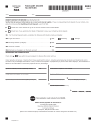 Maryland Form 504 (COM/RAD-021) Fiduciary Income Tax Return - Maryland, Page 3