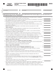 Maryland Form 502SU (COM/RAD-026) Subtractions From Income - Maryland