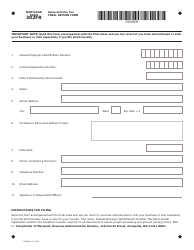 Document preview: Maryland Form 202FR (COM/RAD102) Sales and Use Tax Final Return Form - Maryland