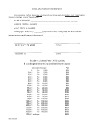 Declaration of Inventory - Maryland