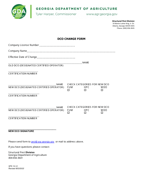 Form SPS13-12  Printable Pdf