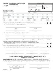 Maryland Form 130 Request for Certification of Tax Filings - Maryland