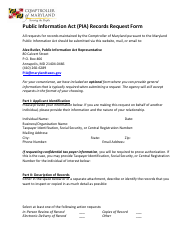 Document preview: Public Information Act (Pia) Records Request Form - Maryland
