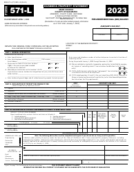 Document preview: Form BOE-571-L Business Property Statement - County of San Mateo, California