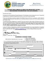 Document preview: Business Change Form - County of San Mateo, California