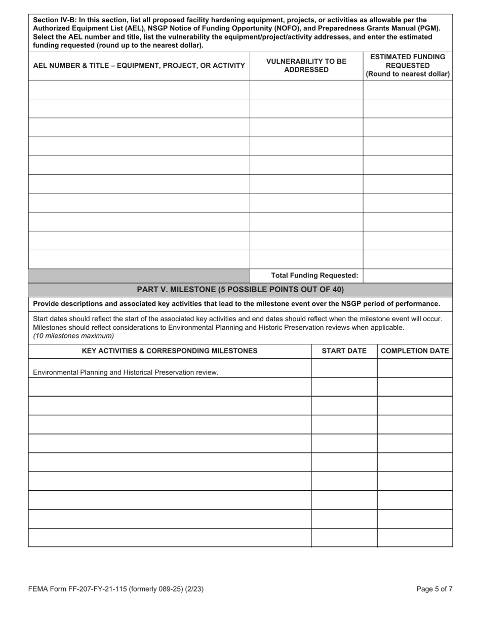 FEMA Form FF207FY21115 Fill Out, Sign Online and Download