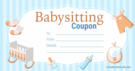 Document preview: Babysitting Gift Certificate Template - Childhood