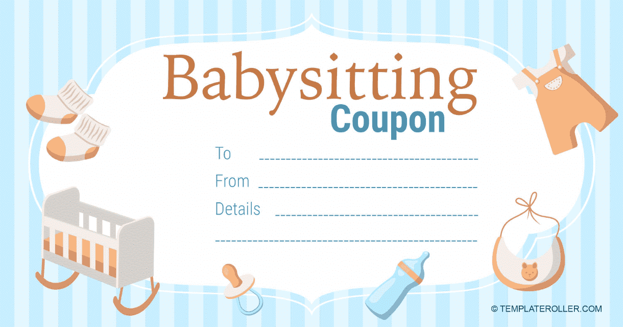 Babysitting Gift Certificate Template Childhood Download Printable