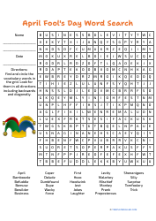 April Fool&#039;s Day Word Search With Answers