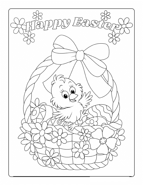 Easter Coloring Page Bird Preview