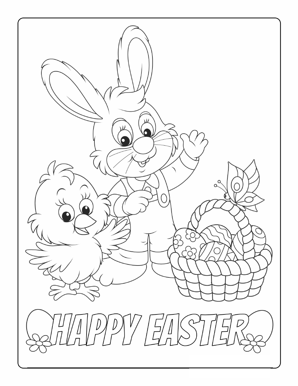 Easter Coloring Page - Rabbit and Bird Download Printable PDF ...