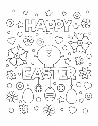 Document preview: Easter Coloring Page - Happy Easter