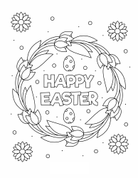 Document preview: Easter Coloring Page - Flowers