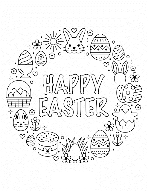 Easter Coloring Page with Circle Design