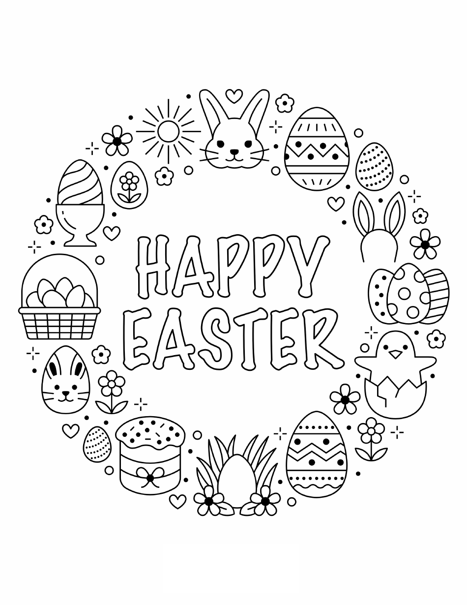 Easter Coloring Page with Circle Design